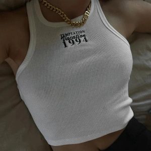 1994 Vintage Ribbed Tank Top - Y2K Outfits Aesthetic for Women Fashion