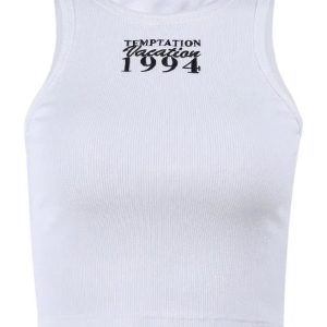 1994 Vintage Ribbed Tank Top - Y2K Outfits Aesthetic for Women Fashion