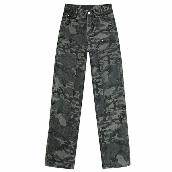 90's Camouflage Cargo Jeans - Y2K Vintage Street Style Outfits for Women