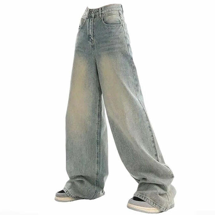 90's Light Wash Baggy Jeans - Y2K Vintage Outfits for Women Fashion