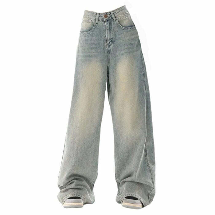 90's Light Wash Baggy Jeans - Y2K Vintage Outfits for Women Fashion