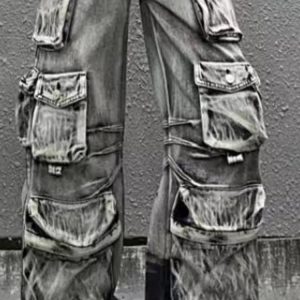 Ash Storm Cargo Jeans - Y2K Vintage Winter Outfits for Trendy Women