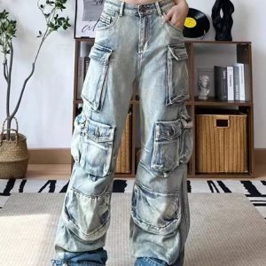 Ash Storm Cargo Jeans - Y2K Vintage Winter Outfits for Trendy Women