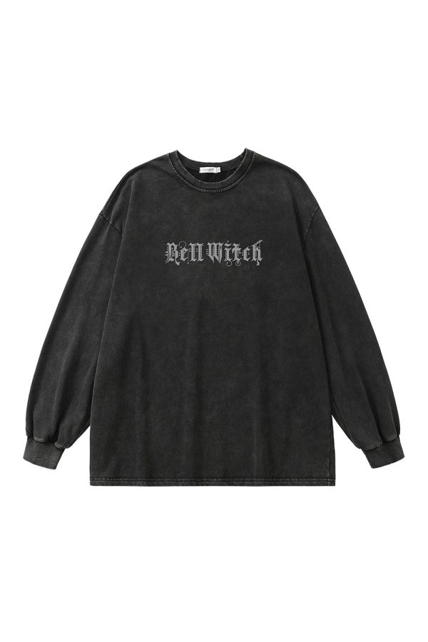 Bell Witch Gothic Long Sleeve Top - Y2K Vintage Aesthetic Winter Outfit