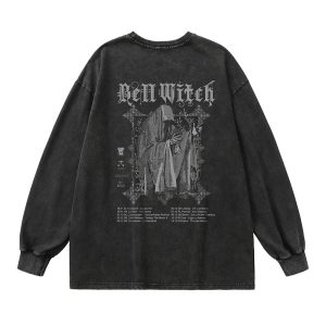 Bell Witch Gothic Long Sleeve Top - Y2K Vintage Aesthetic Winter Outfit