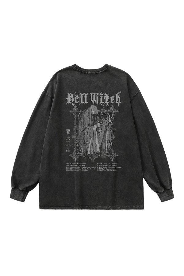 Bell Witch Gothic Long Sleeve Top - Y2K Vintage Aesthetic Winter Outfit