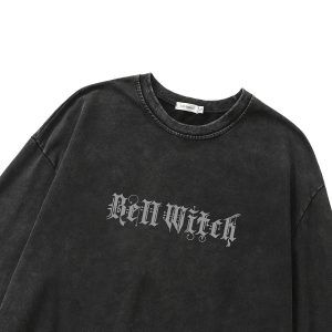 Bell Witch Gothic Long Sleeve Top - Y2K Vintage Aesthetic Winter Outfit