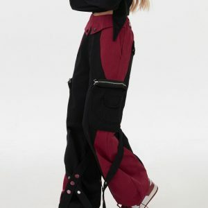 Black & Red Grunge Cargo Pants - Y2K Vintage Street Style Outfits