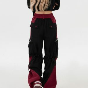 Black & Red Grunge Cargo Pants - Y2K Vintage Street Style Outfits