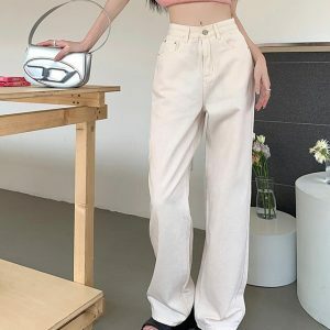 Candy Cloud High Waist Jeans - Y2K Vintage Outfits for Winter Style