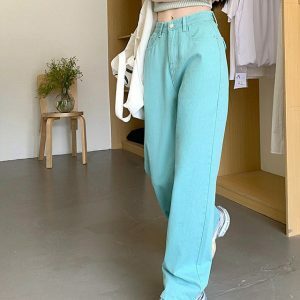 Candy Cloud High Waist Jeans - Y2K Vintage Outfits for Winter Style