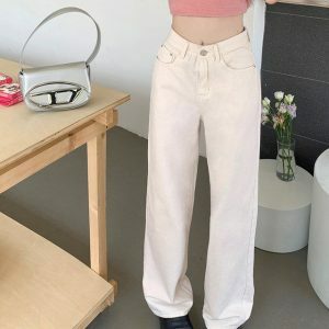 Candy Cloud High Waist Jeans - Y2K Vintage Outfits for Winter Style