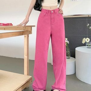 Candy Cloud High Waist Jeans - Y2K Vintage Outfits for Winter Style