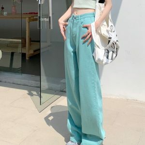 Candy Cloud High Waist Jeans - Y2K Vintage Outfits for Winter Style