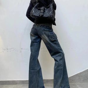 Cargo Chic Wide-Leg Jeans - Y2K Vintage Outfits for Winter Street Style