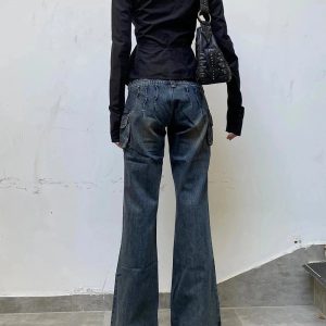 Cargo Chic Wide-Leg Jeans - Y2K Vintage Outfits for Winter Street Style