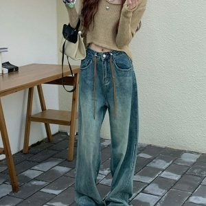 Casual Friday Comfy Jeans - Y2K Vintage Outfits for Winter Street Style