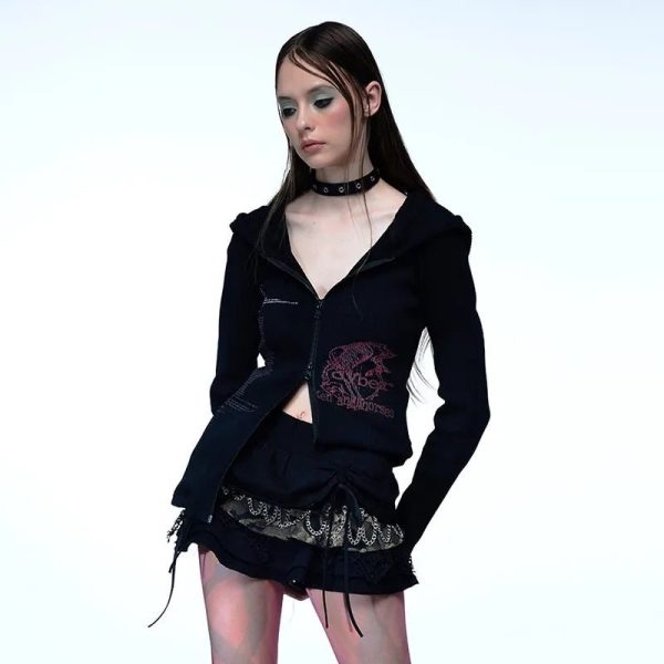 Cyber Enchantress Hoodie - Y2K Vintage Aesthetic Street Style Outfit