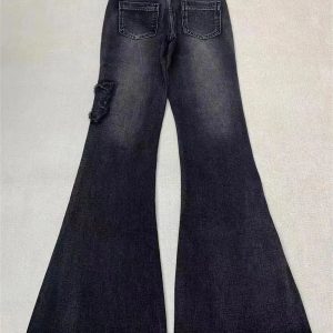 Dark Butterfly Flare Jeans - Y2K Vintage Winter Outfits for Women