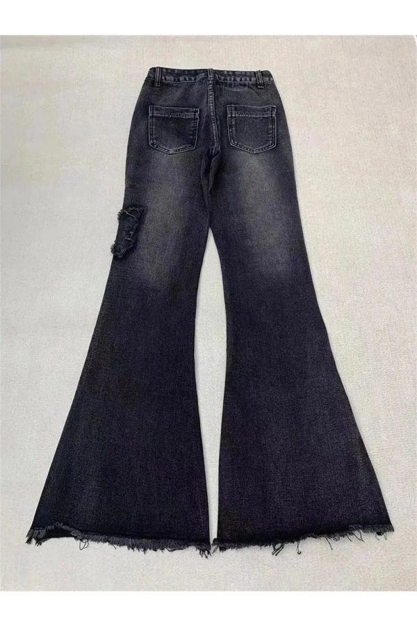 Dark Butterfly Flare Jeans - Y2K Vintage Winter Outfits for Women