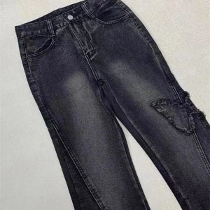 Dark Butterfly Flare Jeans - Y2K Vintage Winter Outfits for Women