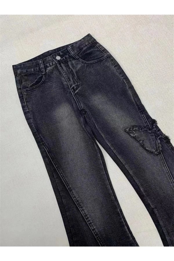 Dark Butterfly Flare Jeans - Y2K Vintage Winter Outfits for Women