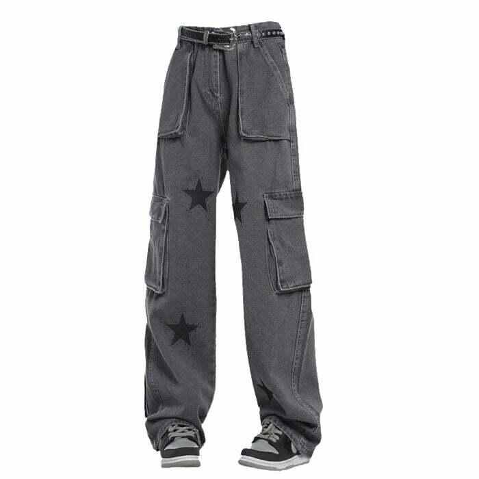 Downtown Girl Star Baggy Jeans - Y2K Vintage Winter Outfits for Women