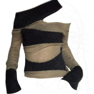 Edgy Eclipse Asymmetrical Top - Y2K Vintage Winter Outfit for Women