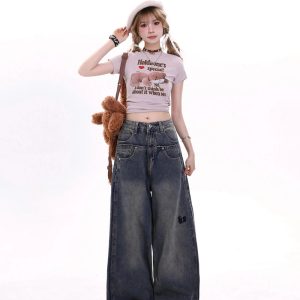 Extreme Wide-Leg Baggy Jeans - Y2K Vintage Outfits for Winter Style