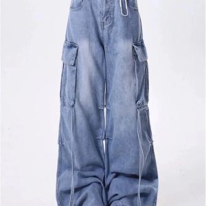 Extreme Wide-Leg Cargo Jeans - Y2K Vintage Outfits for Winter Style