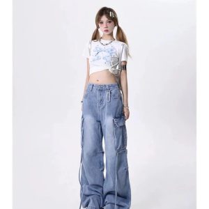 Extreme Wide-Leg Cargo Jeans - Y2K Vintage Outfits for Winter Style