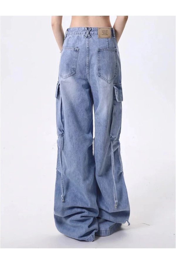 Extreme Wide-Leg Cargo Jeans - Y2K Vintage Outfits for Winter Style