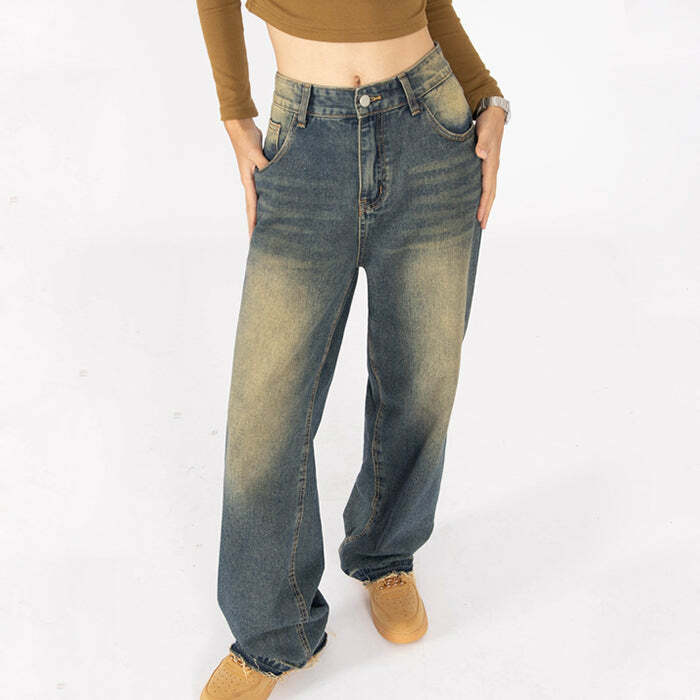 Fairy Grunge Baggy Jeans - Y2K Vintage Outfits for Winter Street Style