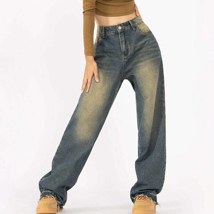 Fairy Grunge Baggy Jeans - Y2K Vintage Outfits for Winter Street Style