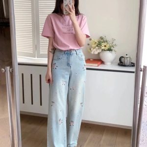 Fall Floral Dream Wide-Leg Jeans | Y2K Vintage Outfits for Women