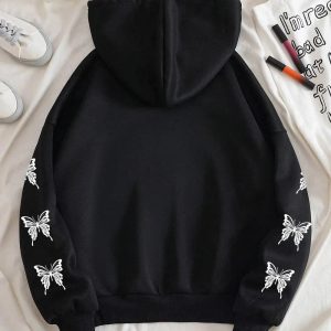 Fall Gothic Butterfly Zip-Up Hoodie | Y2K Vintage Aesthetic Outfit