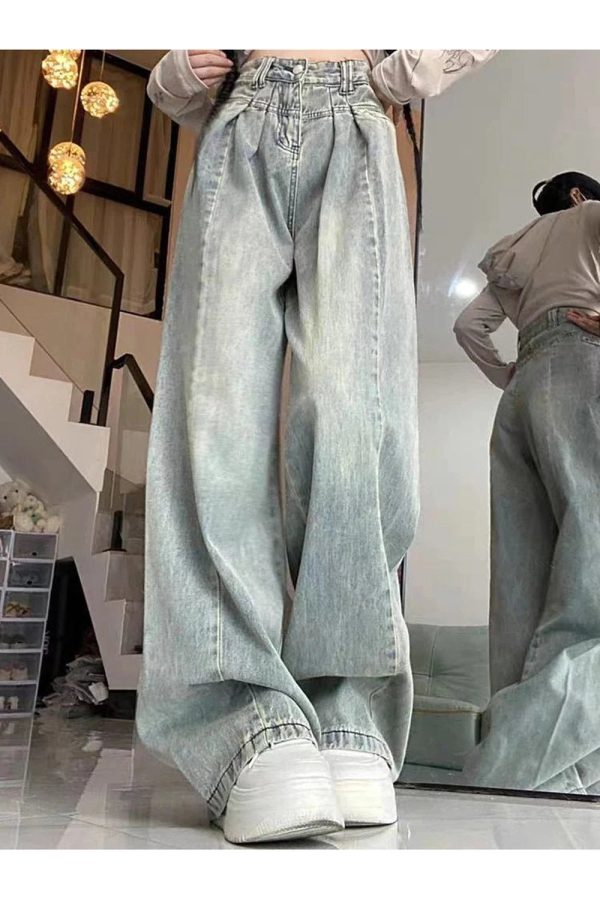 Fall Ultra Wide-Leg Baggy Jeans - Y2K Vintage Street Style Outfits