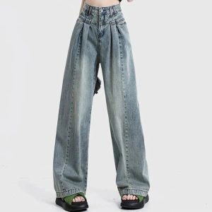 Fall Ultra Wide-Leg Baggy Jeans - Y2K Vintage Street Style Outfits