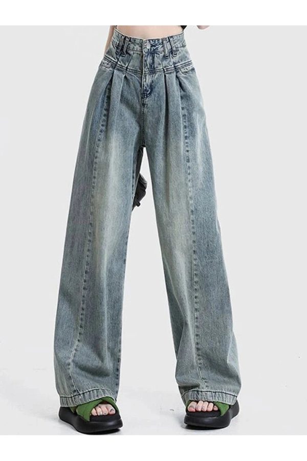 Fall Ultra Wide-Leg Baggy Jeans - Y2K Vintage Street Style Outfits