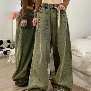 Fall Ultra-Wide Vintage Cargo Jeans - Y2K Outfits for Retro Style