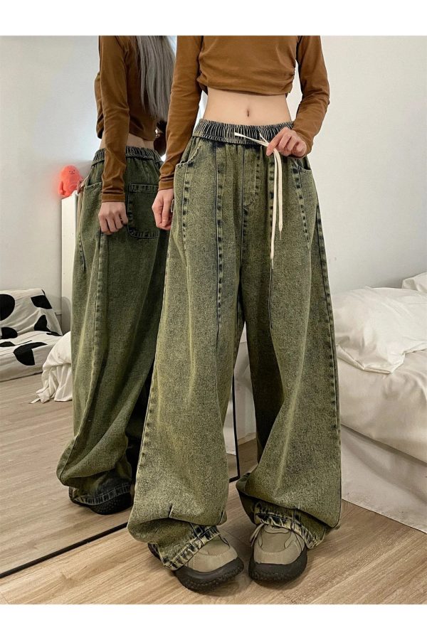 Fall Ultra-Wide Vintage Cargo Jeans - Y2K Outfits for Retro Style