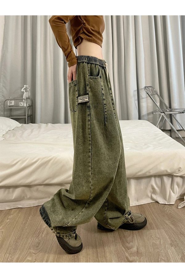 Fall Ultra-Wide Vintage Cargo Jeans - Y2K Outfits for Retro Style