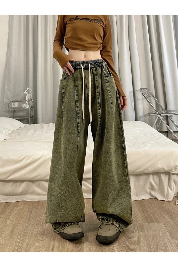 Fall Ultra-Wide Vintage Cargo Jeans - Y2K Outfits for Retro Style