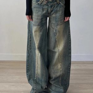 Fall Vintage Washed Baggy Jeans - Y2K Outfits for Retro Street Style