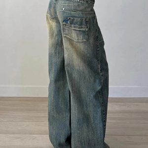 Fall Vintage Washed Baggy Jeans - Y2K Outfits for Retro Street Style