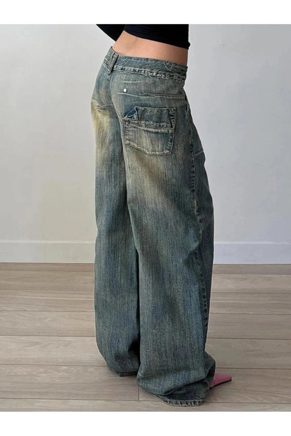 Fall Vintage Washed Baggy Jeans - Y2K Outfits for Retro Street Style