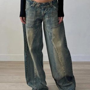 Fall Vintage Washed Baggy Jeans - Y2K Outfits for Retro Street Style