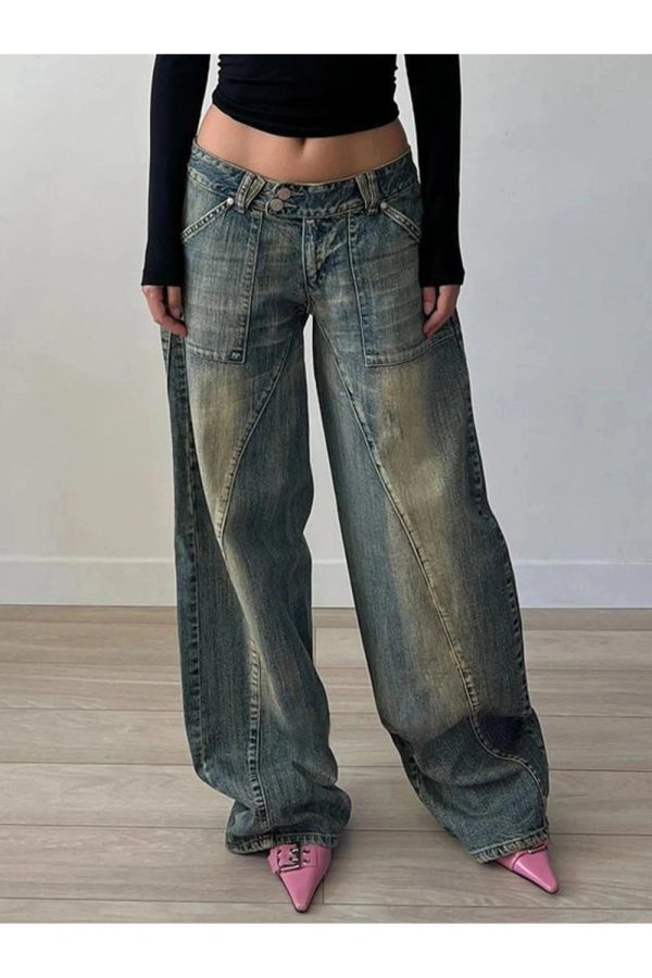 Fall Vintage Washed Baggy Jeans - Y2K Outfits for Retro Street Style