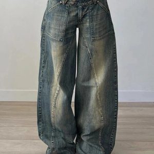 Fall Vintage Washed Baggy Jeans - Y2K Outfits for Retro Street Style