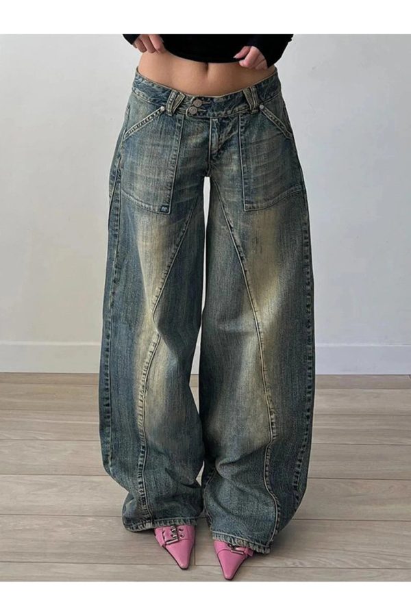 Fall Vintage Washed Baggy Jeans - Y2K Outfits for Retro Street Style